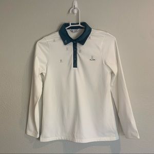 Peter Jensen London frecozy velvet Collar long sleve polo top size small